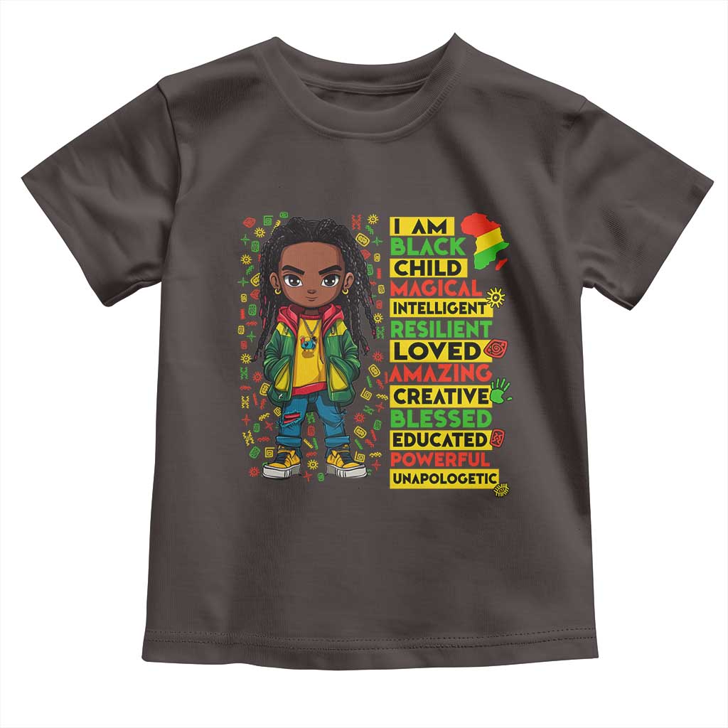 I Am Black Child Toddler T Shirt Locd Boy African American Pride Black History Month TS02 Dark Chocolate Print Your Wear