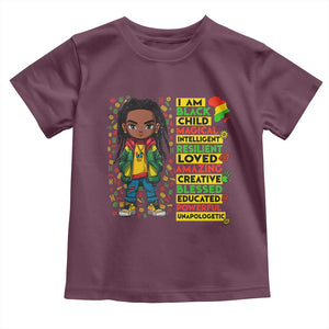 I Am Black Child Toddler T Shirt Locd Boy African American Pride Black History Month TS02 Maroon Print Your Wear