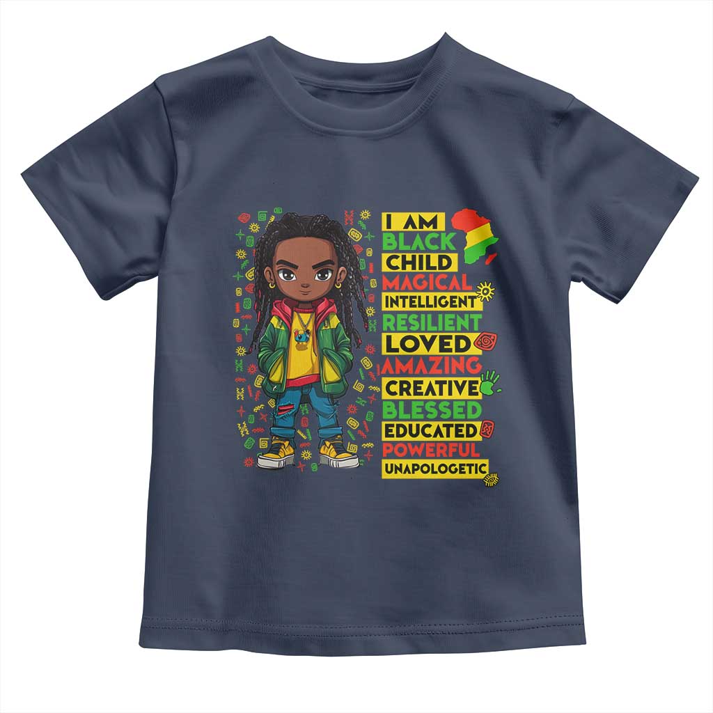 I Am Black Child Toddler T Shirt Locd Boy African American Pride Black History Month TS02 Navy Print Your Wear