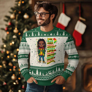 I Am Black Child Knit Sweatshirt Locd Boy African American Pride Black History Month TS02 Green Print Your Wear