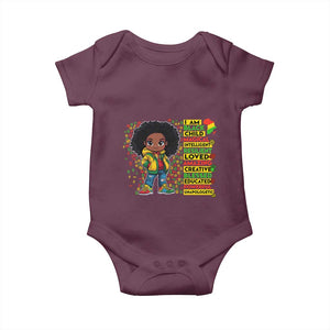 I Am Black Child Baby Onesie Afro Girl African American Pride Black History Month TS02 Maroon Print Your Wear