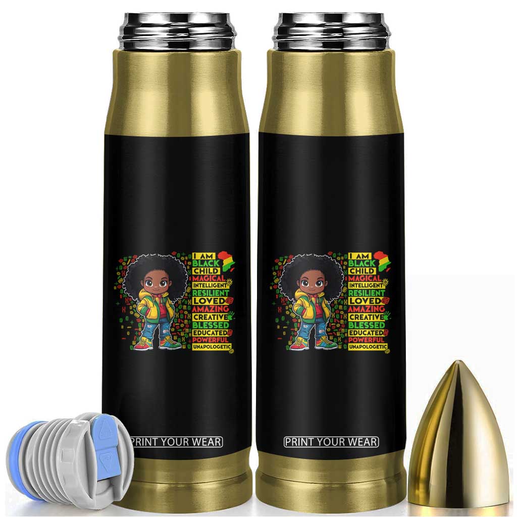 I Am Black Child Bullet Tumbler Afro Girl African American Pride Black History Month TS02 Black Print Your Wear