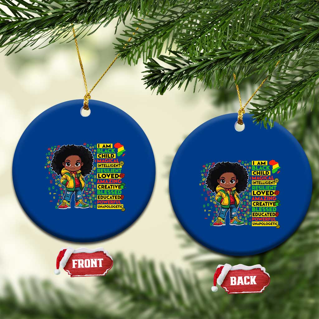 I Am Black Child Ceramic Ornament Afro Girl African American Pride Black History Month TS02 1pc Blue Print Your Wear