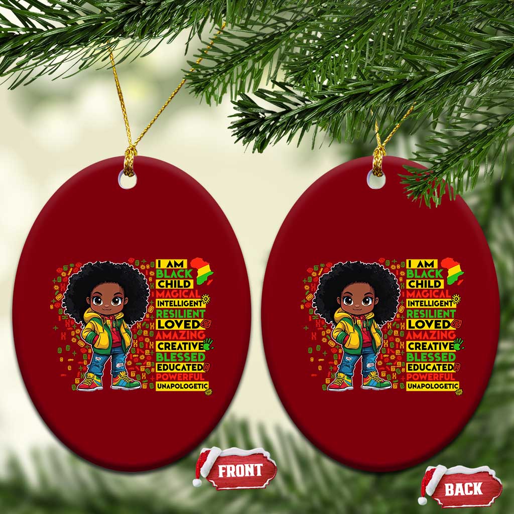 I Am Black Child Ceramic Ornament Afro Girl African American Pride Black History Month TS02 Print Your Wear