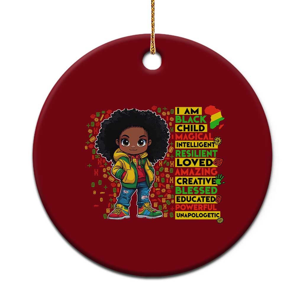 I Am Black Child Ceramic Ornament Afro Girl African American Pride Black History Month TS02 1pc Red Print Your Wear