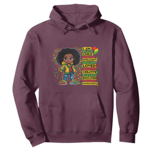 I Am Black Child Hoodie Afro Girl African American Pride Black History Month TS02 Maroon Print Your Wear