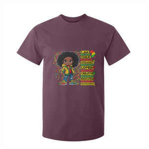 I Am Black Child T Shirt For Kid Afro Girl African American Pride Black History Month TS02 Maroon Print Your Wear