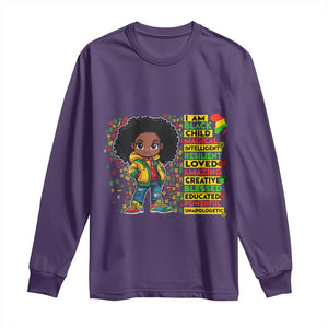 I Am Black Child Long Sleeve Shirt Afro Girl African American Pride Black History Month TS02 Purple Print Your Wear