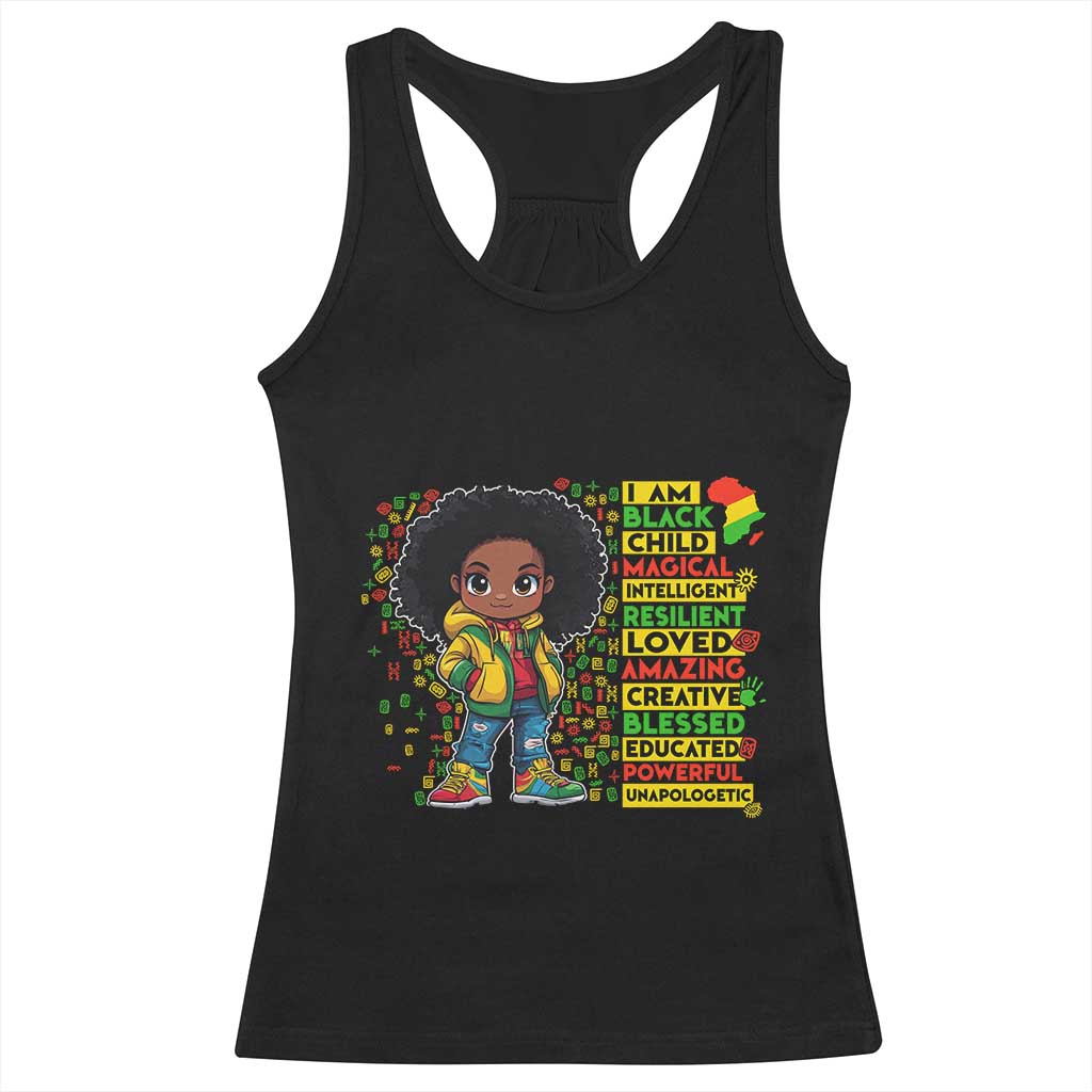 I Am Black Child Racerback Tank Top Afro Girl African American Pride Black History Month TS02 Black Print Your Wear