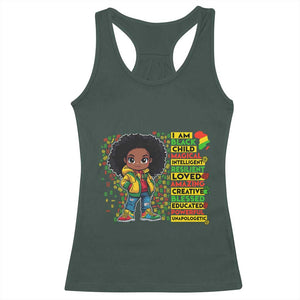 I Am Black Child Racerback Tank Top Afro Girl African American Pride Black History Month TS02 Dark Forest Green Print Your Wear