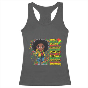 I Am Black Child Racerback Tank Top Afro Girl African American Pride Black History Month TS02 Dark Heather Print Your Wear