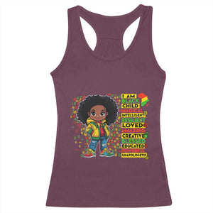 I Am Black Child Racerback Tank Top Afro Girl African American Pride Black History Month TS02 Maroon Print Your Wear