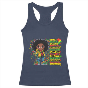 I Am Black Child Racerback Tank Top Afro Girl African American Pride Black History Month TS02 Navy Print Your Wear