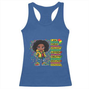 I Am Black Child Racerback Tank Top Afro Girl African American Pride Black History Month TS02 Royal Blue Print Your Wear