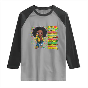 I Am Black Child Raglan Shirt Afro African American Pride Black History Month TS02 Sport Gray Black Print Your Wear