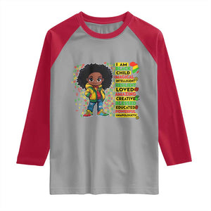 I Am Black Child Raglan Shirt Afro African American Pride Black History Month TS02 Sport Gray Red Print Your Wear