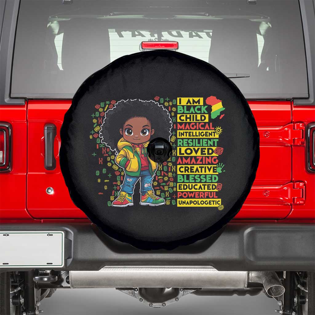 I Am Black Child Spare Tire Cover Afro Girl African American Pride Black History Month TS02 Black Print Your Wear