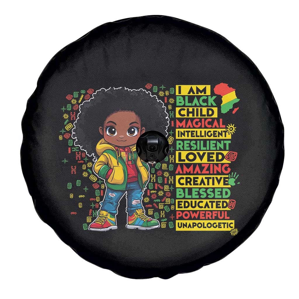 I Am Black Child Spare Tire Cover Afro Girl African American Pride Black History Month TS02 Print Your Wear