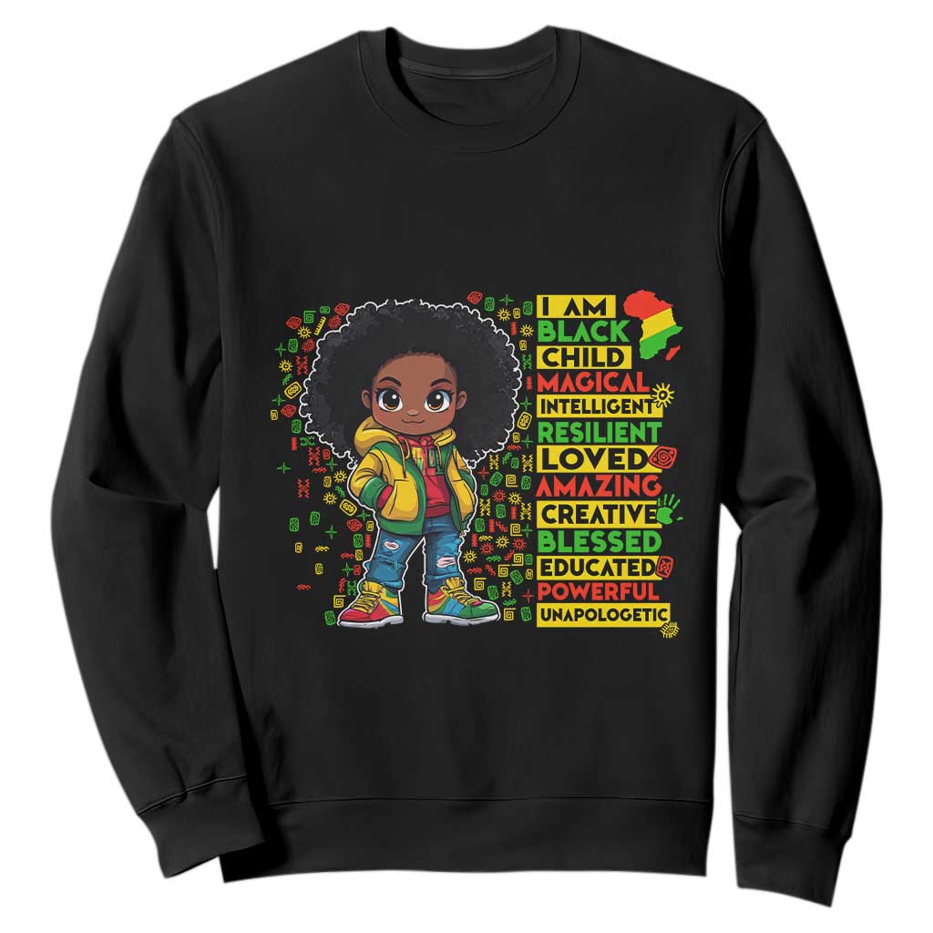 I Am Black Child Sweatshirt Afro Girl African American Pride Black History Month TS02 Black Print Your Wear