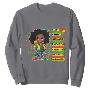 I Am Black Child Sweatshirt Afro Girl African American Pride Black History Month TS02 Charcoal Print Your Wear