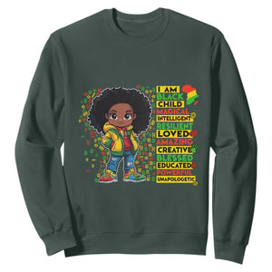 I Am Black Child Sweatshirt Afro Girl African American Pride Black History Month TS02 Dark Forest Green Print Your Wear