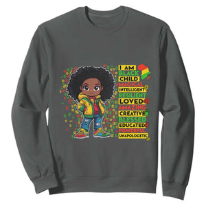 I Am Black Child Sweatshirt Afro Girl African American Pride Black History Month TS02 Dark Heather Print Your Wear
