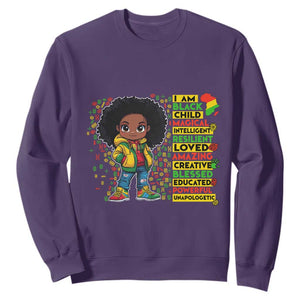 I Am Black Child Sweatshirt Afro Girl African American Pride Black History Month TS02 Purple Print Your Wear