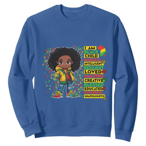 I Am Black Child Sweatshirt Afro Girl African American Pride Black History Month TS02 Royal Blue Print Your Wear