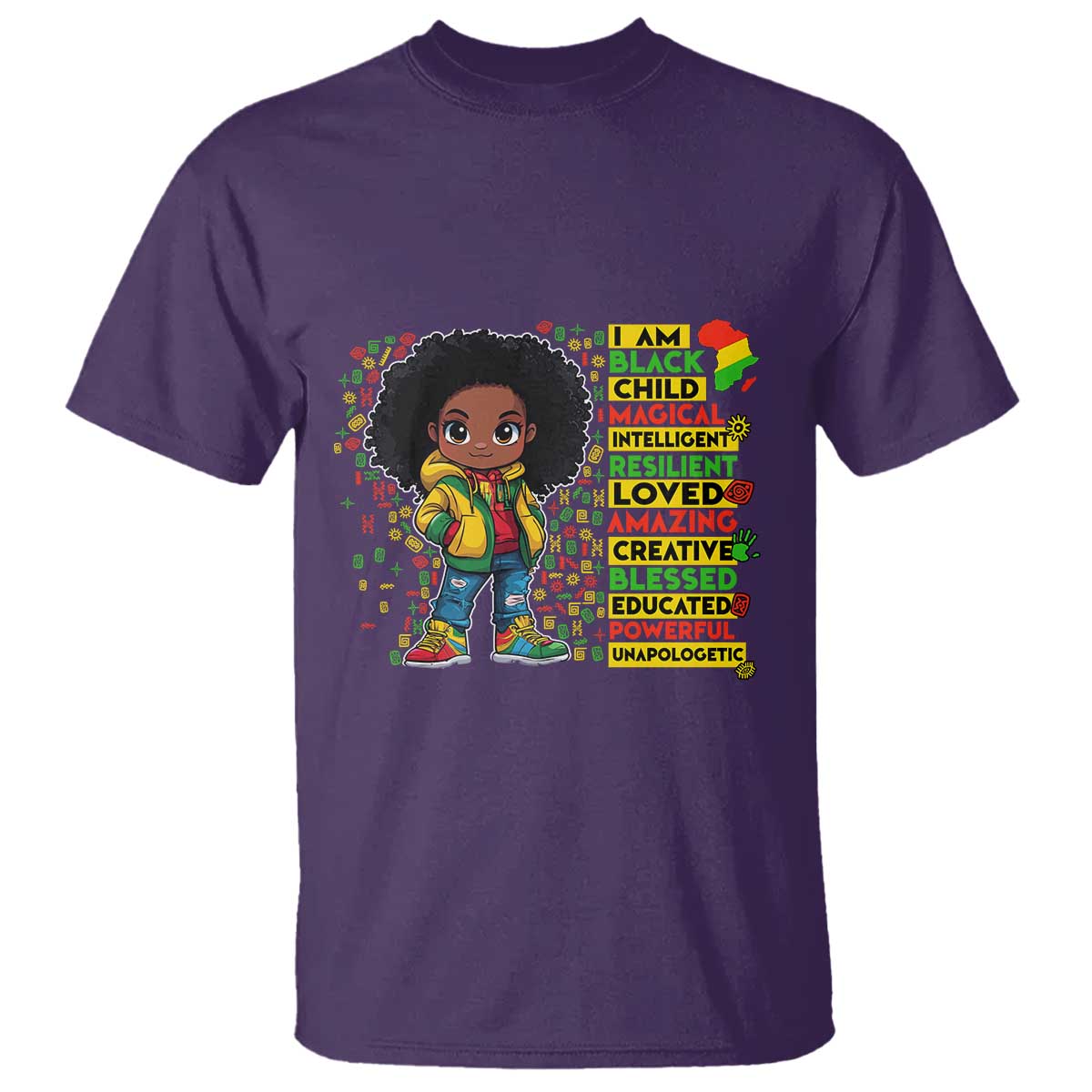 I Am Black Child T Shirt Afro Girl African American Pride Black History Month TS02 Purple Print Your Wear