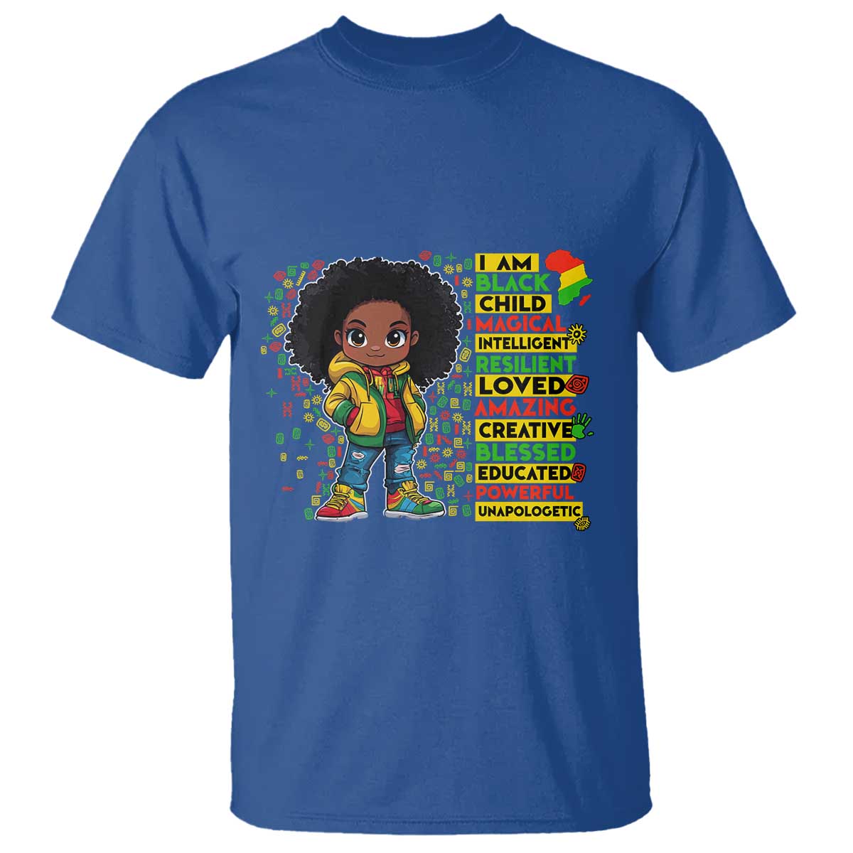 I Am Black Child T Shirt Afro Girl African American Pride Black History Month TS02 Royal Blue Print Your Wear