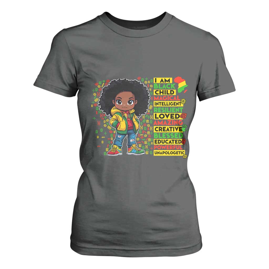 I Am Black Child T Shirt For Women Afro Girl African American Pride Black History Month TS02 Dark Heather Print Your Wear