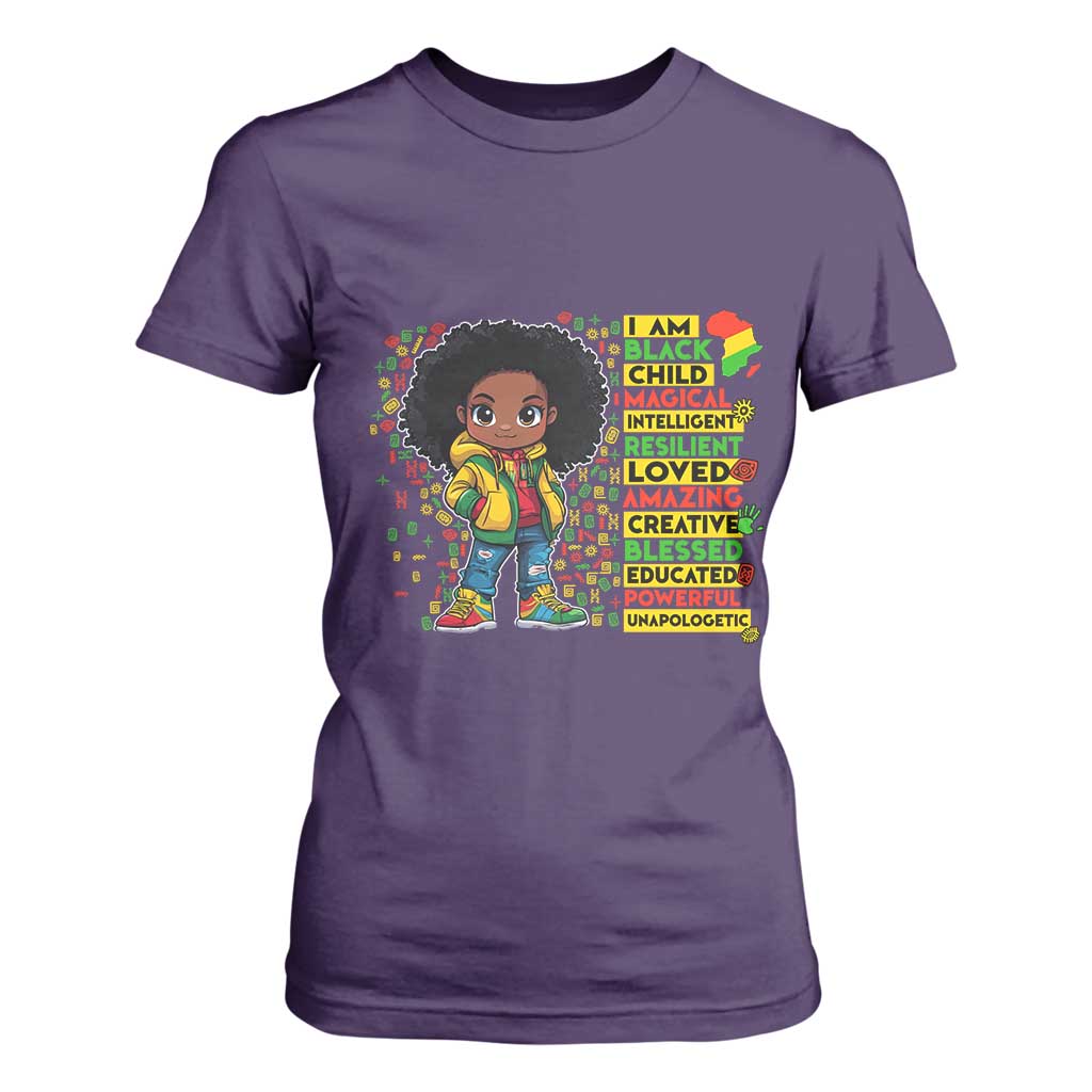 I Am Black Child T Shirt For Women Afro Girl African American Pride Black History Month TS02 Purple Print Your Wear