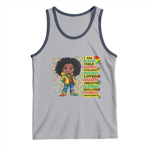 I Am Black Child Tank Top Afro African American Pride Black History Month TS02 Athletic Heather Navy Print Your Wear