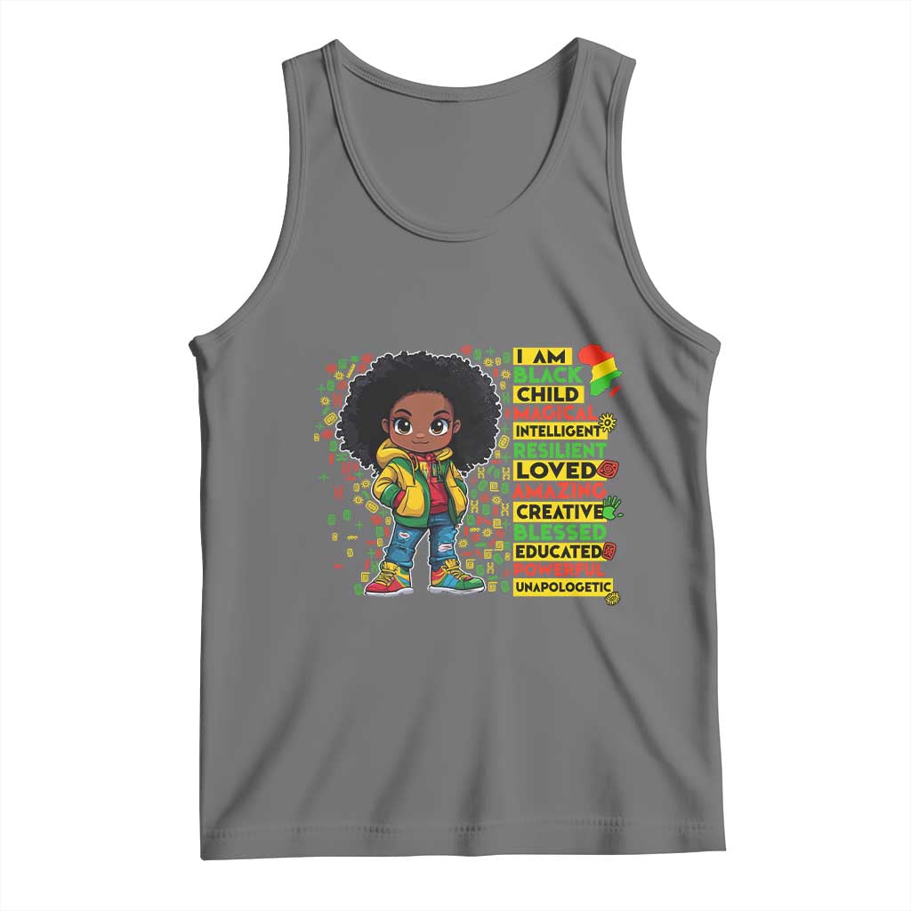 I Am Black Child Tank Top Afro African American Pride Black History Month TS02 Black Heather Print Your Wear