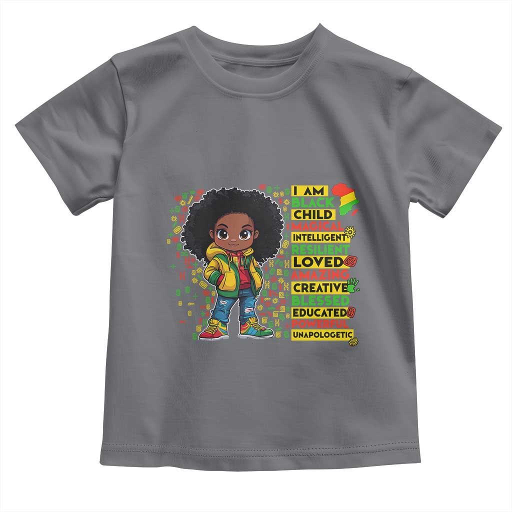 I Am Black Child Toddler T Shirt Afro Girl African American Pride Black History Month TS02 Charcoal Print Your Wear
