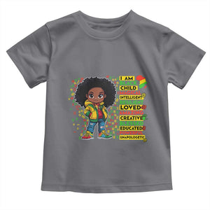 I Am Black Child Toddler T Shirt Afro Girl African American Pride Black History Month TS02 Charcoal Print Your Wear