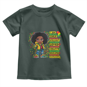 I Am Black Child Toddler T Shirt Afro Girl African American Pride Black History Month TS02 Dark Forest Green Print Your Wear