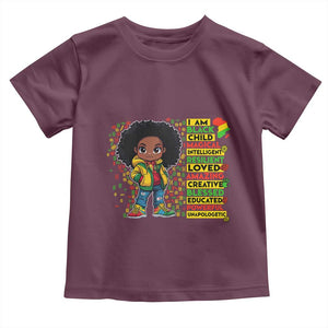 I Am Black Child Toddler T Shirt Afro Girl African American Pride Black History Month TS02 Maroon Print Your Wear