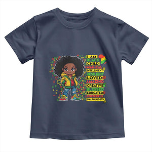 I Am Black Child Toddler T Shirt Afro Girl African American Pride Black History Month TS02 Navy Print Your Wear