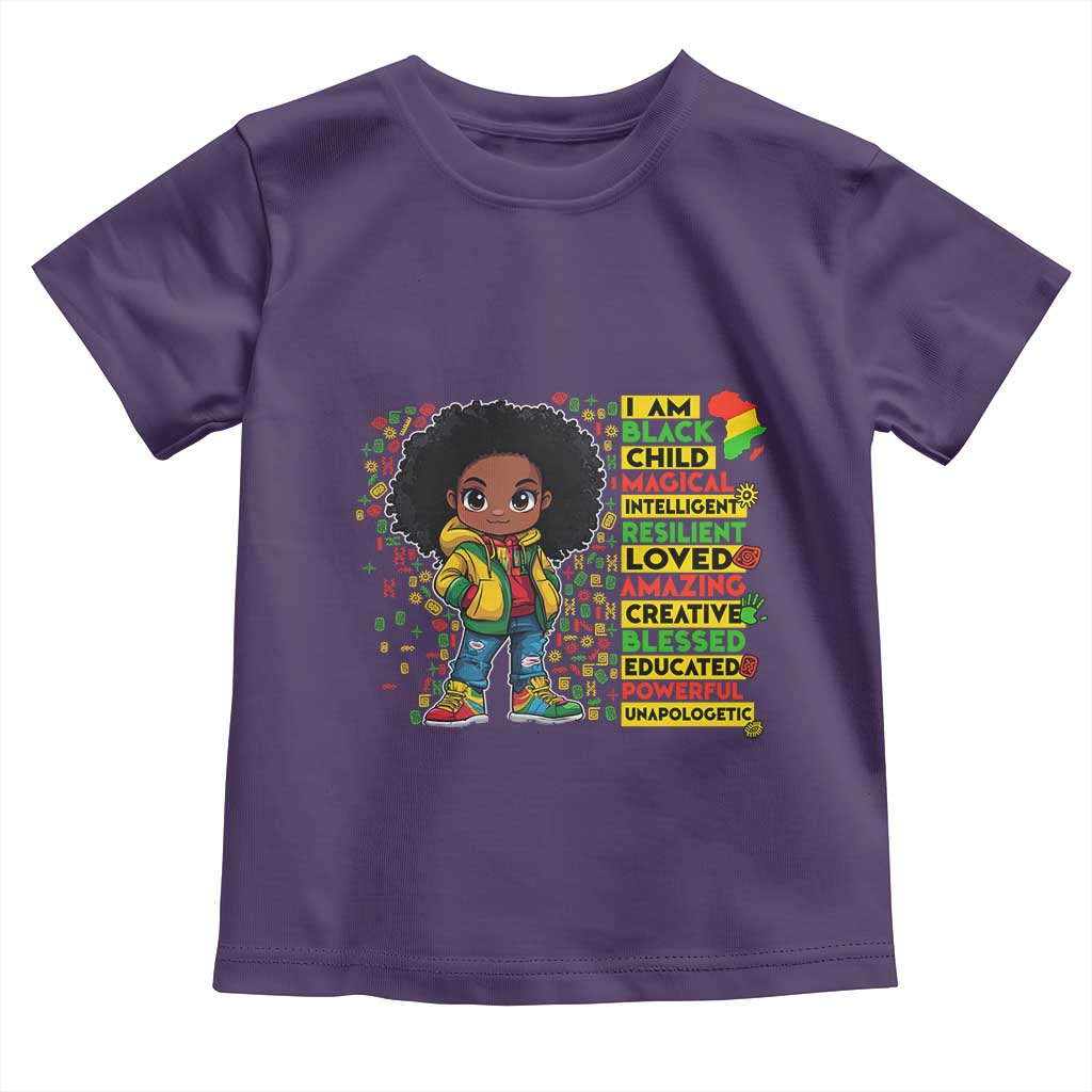 I Am Black Child Toddler T Shirt Afro Girl African American Pride Black History Month TS02 Purple Print Your Wear