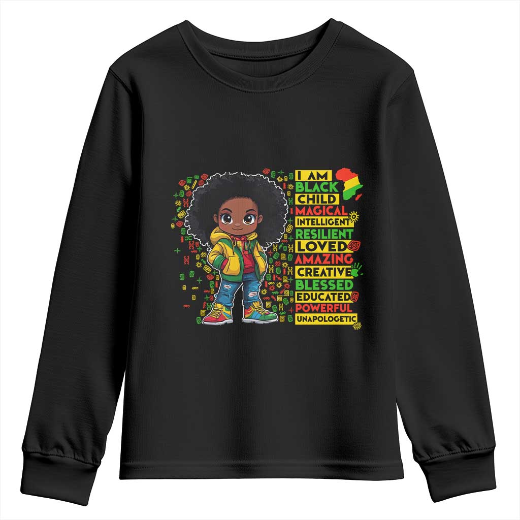 I Am Black Child Youth Sweatshirt Afro Girl African American Pride Black History Month TS02 Black Print Your Wear