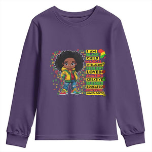 I Am Black Child Youth Sweatshirt Afro Girl African American Pride Black History Month TS02 Purple Print Your Wear