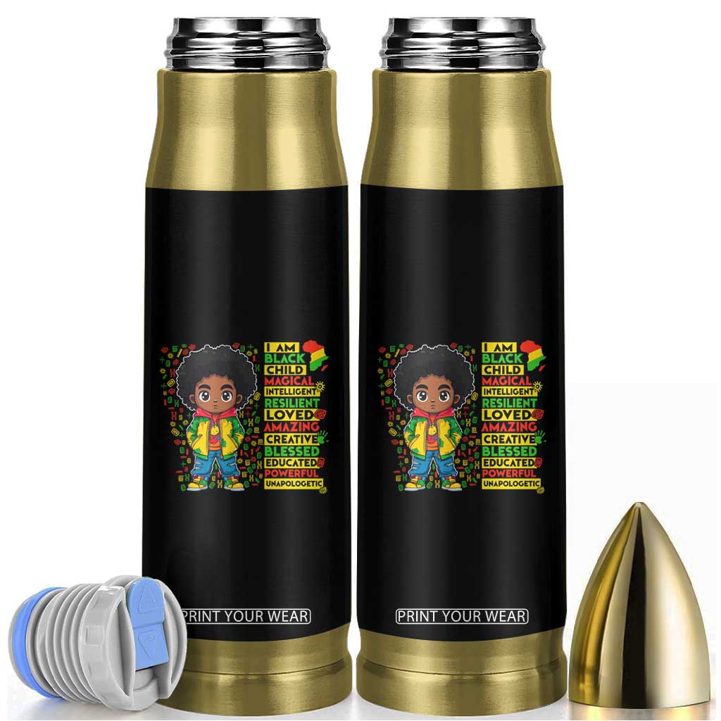 I Am Black Child Bullet Tumbler Afro Boy African American Pride Black History Month TS02 Black Print Your Wear