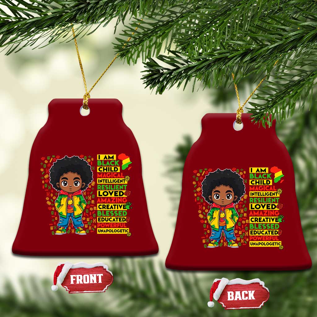 I Am Black Child Ceramic Ornament Afro Boy African American Pride Black History Month TS02 Print Your Wear