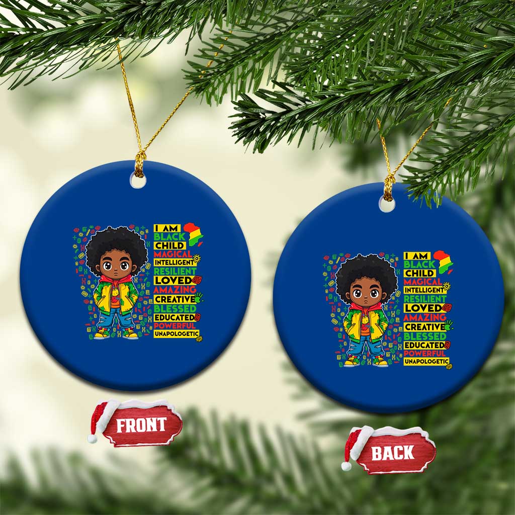 I Am Black Child Ceramic Ornament Afro Boy African American Pride Black History Month TS02 1pc Blue Print Your Wear