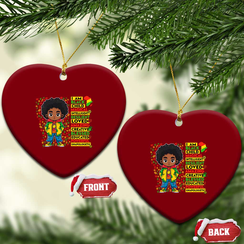 I Am Black Child Ceramic Ornament Afro Boy African American Pride Black History Month TS02 Print Your Wear