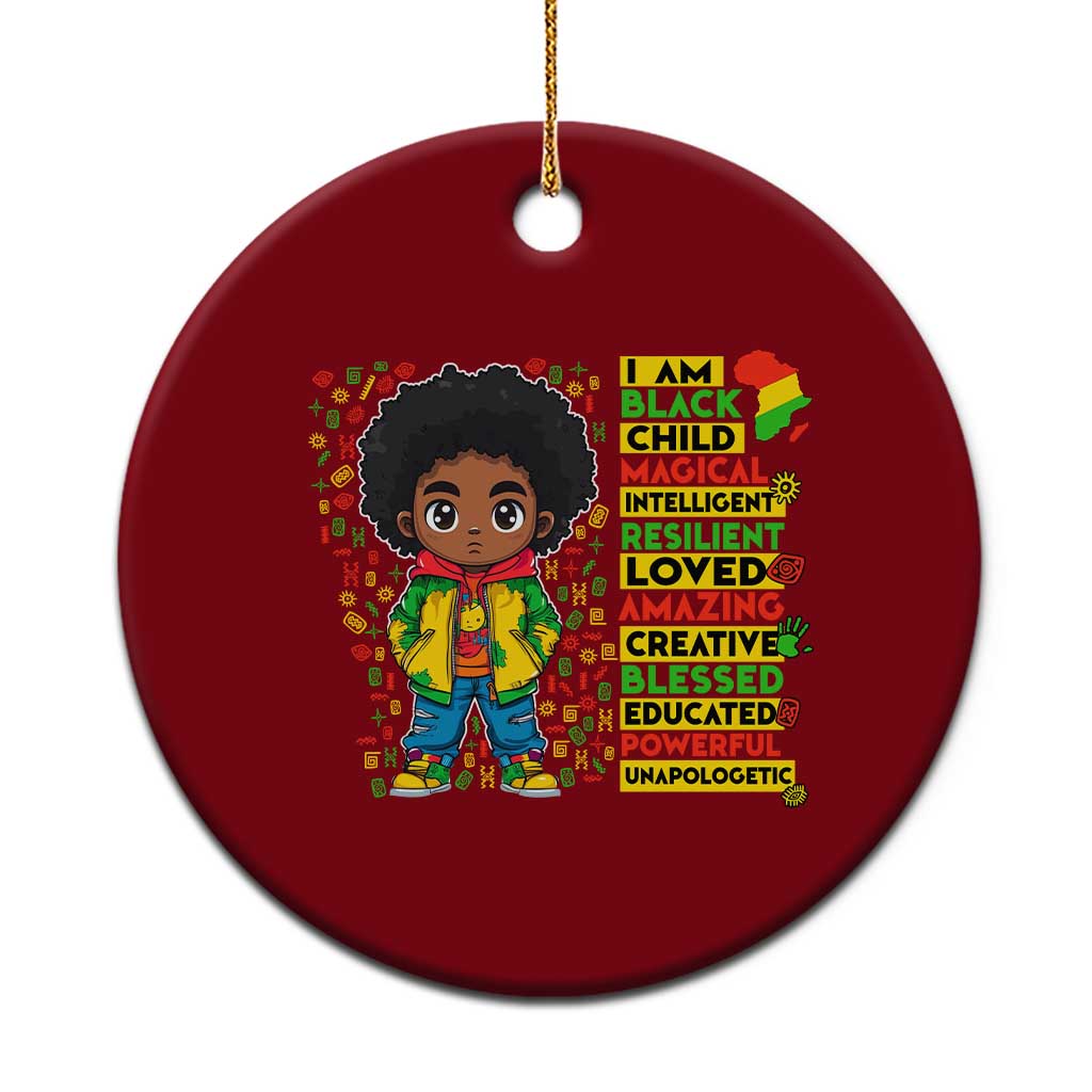 I Am Black Child Ceramic Ornament Afro Boy African American Pride Black History Month TS02 1pc Red Print Your Wear