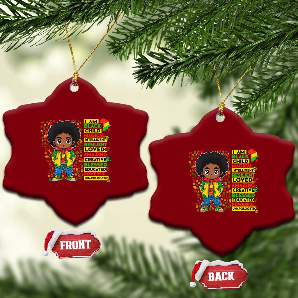 I Am Black Child Ceramic Ornament Afro Boy African American Pride Black History Month TS02 Print Your Wear