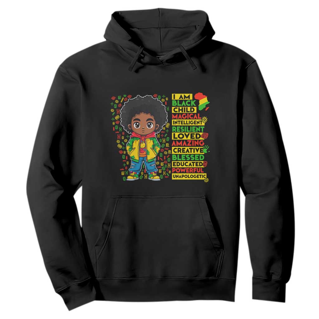 I Am Black Child Hoodie Afro Boy African American Pride Black History Month TS02 Black Print Your Wear