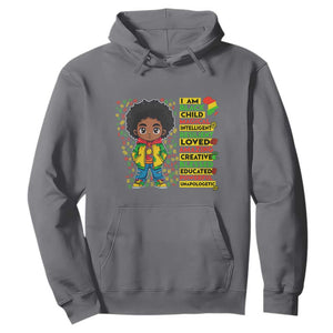 I Am Black Child Hoodie Afro Boy African American Pride Black History Month TS02 Charcoal Print Your Wear